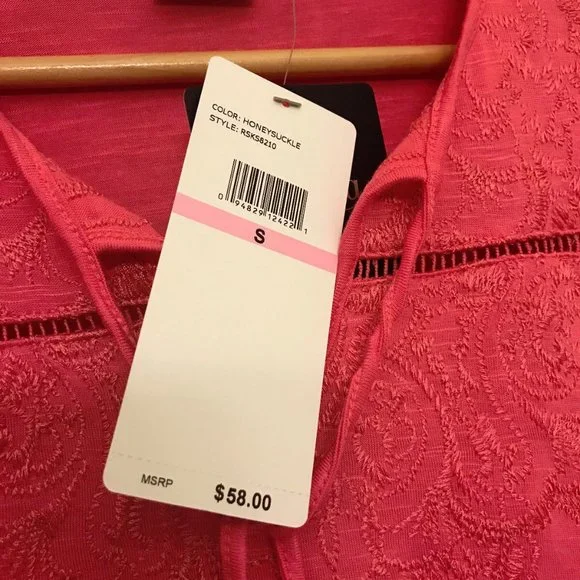 RAFAELLA 3/4 Sleeve Embroidered Knit Top Small - Honeysuckle - New With Tags - Picture 3 of 5